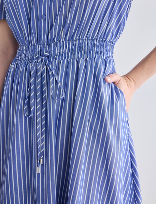 Whistle Short Sleeve Shirt Dress, Stripe Blue & White product photo View 05 L