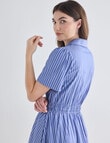 Whistle Short Sleeve Shirt Dress, Stripe Blue & White product photo View 06 S