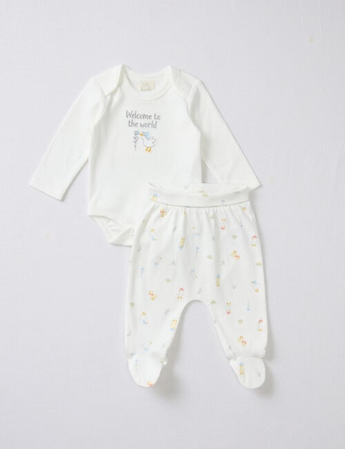 Little Bundle Farm Yard Bodysuit Set, 2-Piece, White product photo