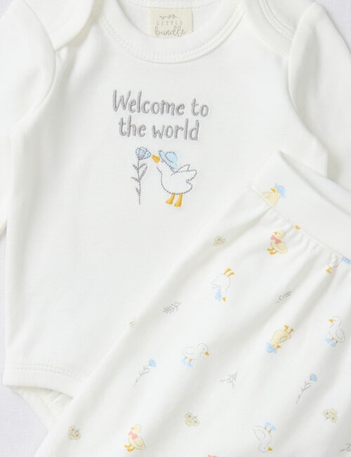 Little Bundle Farm Yard Bodysuit Set, 2-Piece, White product photo View 02 L