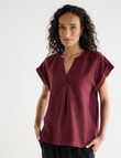 Zest Essential Linen V Neck Top, Boysenberry product photo View 04 S