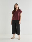 Zest Essential Linen V Neck Top, Boysenberry product photo View 13 S
