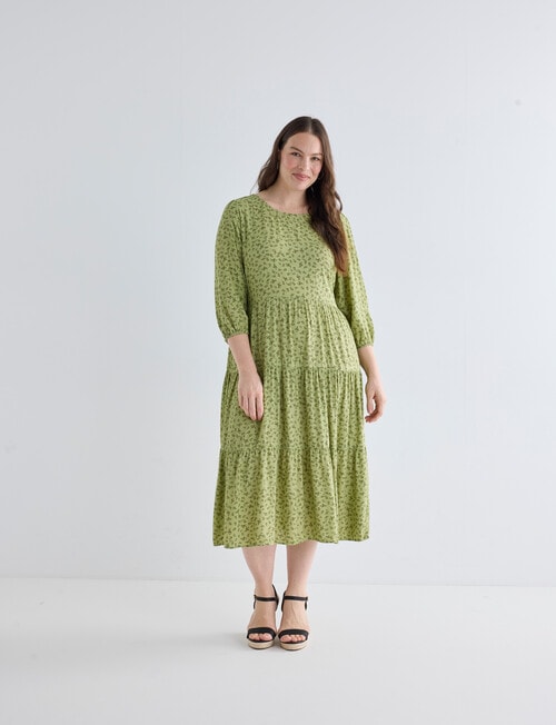 Whistle Three-Quarter Sleeve Tiered Dress, Sweet Pea product photo View 12 L