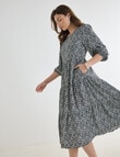 Whistle Floral Three-Quarter Sleeve Tiered Dress, Navy product photo