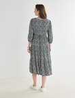 Whistle Floral Three-Quarter Sleeve Tiered Dress, Navy product photo View 02 S