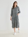 Whistle Floral Three-Quarter Sleeve Tiered Dress, Navy product photo View 03 S