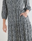 Whistle Floral Three-Quarter Sleeve Tiered Dress, Navy product photo View 05 S