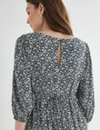 Whistle Floral Three-Quarter Sleeve Tiered Dress, Navy product photo View 06 S