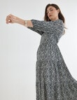 Whistle Floral Three-Quarter Sleeve Tiered Dress, Navy product photo View 07 S