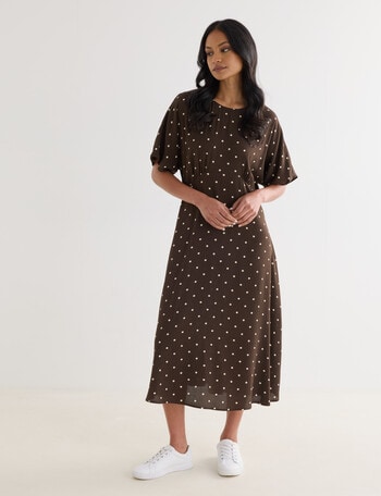 Whistle Polka Dot Empire Dress, Chocolate product photo