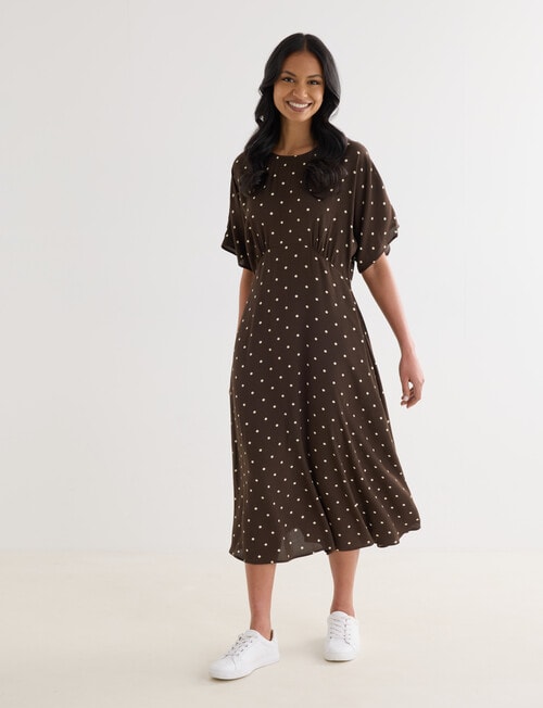 Whistle Polka Dot Empire Dress, Chocolate product photo View 03 L