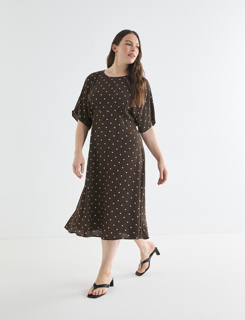 Whistle Polka Dot Empire Dress, Chocolate product photo View 12 L
