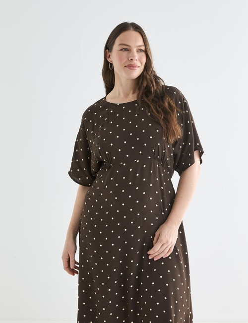 Whistle Polka Dot Empire Dress, Chocolate product photo View 13 L