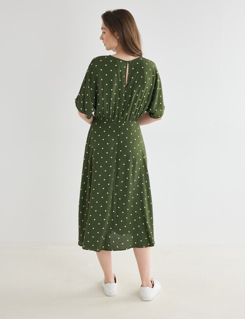 Whistle Polka Dot Empire Dress, Olive product photo View 02 L