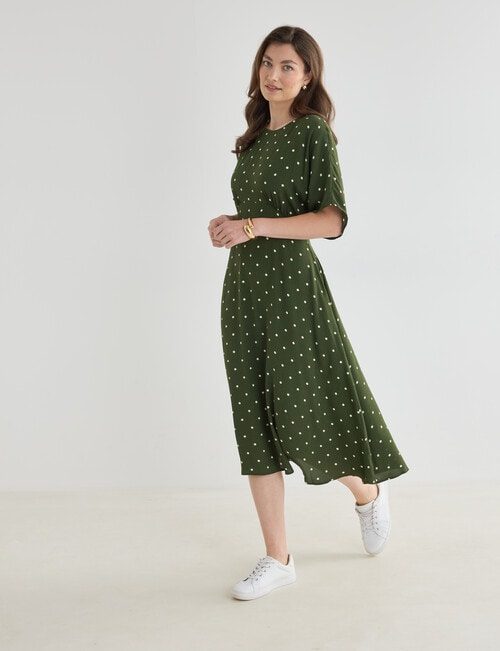Whistle Polka Dot Empire Dress, Olive product photo View 03 L