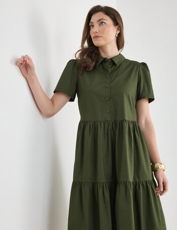 Whistle Collared Shirt Dress, Olive product photo