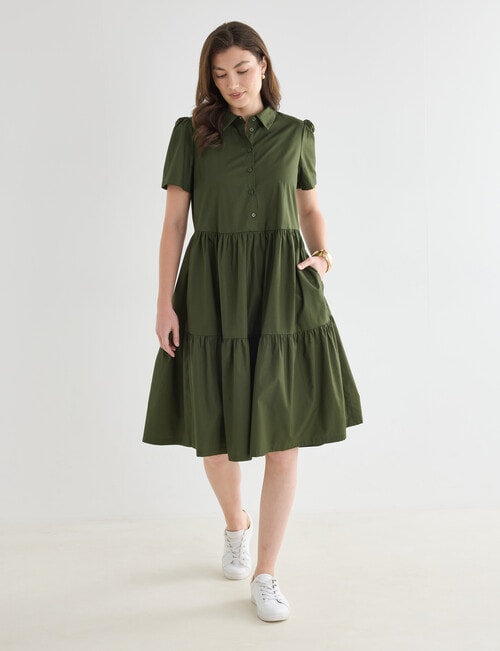 Whistle Collared Shirt Dress, Olive product photo View 03 L