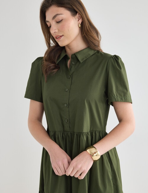 Whistle Collared Shirt Dress, Olive product photo View 04 L