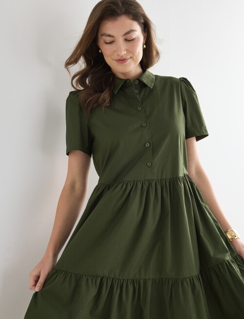 Whistle Collared Shirt Dress, Olive product photo View 07 L