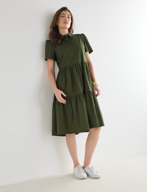 Whistle Collared Shirt Dress, Olive product photo View 08 L