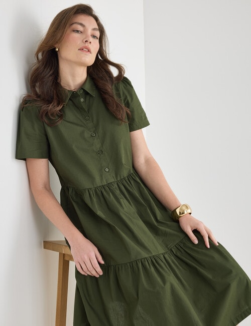 Whistle Collared Shirt Dress, Olive product photo View 09 L