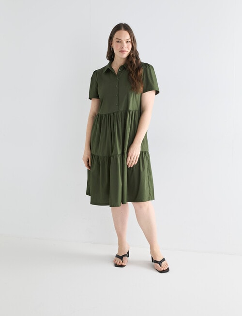 Whistle Collared Shirt Dress, Olive product photo View 12 L