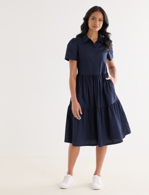 Whistle Collared Shirt Dress, Navy product photo View 03 L