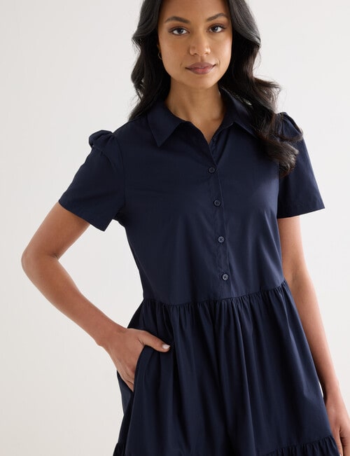 Whistle Collared Shirt Dress, Navy product photo View 04 L
