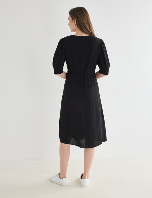 Whistle Short Sleeve Wrap Dress, Black product photo View 02 L