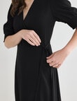 Whistle Short Sleeve Wrap Dress, Black product photo View 04 S