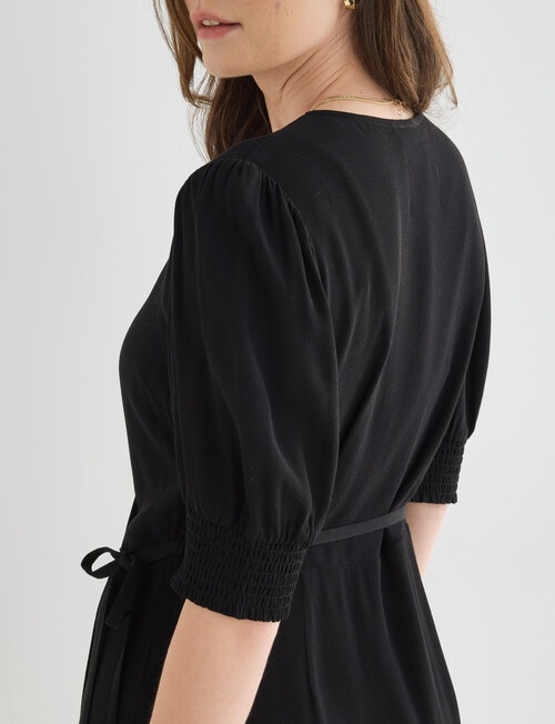 Whistle Short Sleeve Wrap Dress, Black product photo View 05 L