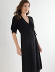 Whistle Short Sleeve Wrap Dress, Black product photo View 06 S