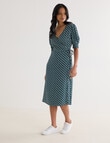 Whistle Short Sleeve Wrap Dress, Teal Floral product photo
