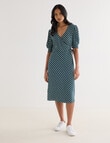 Whistle Short Sleeve Wrap Dress, Teal Floral product photo View 03 S