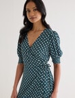 Whistle Short Sleeve Wrap Dress, Teal Floral product photo View 04 S