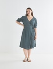 Whistle Short Sleeve Wrap Dress, Teal Floral product photo View 13 S