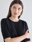 Whistle Cotton Pointelle Crew Knit Top, Black product photo View 04 S
