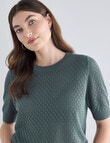 Whistle Cotton Pointelle Crew Knit Top, Kale product photo