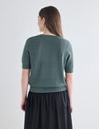 Whistle Cotton Pointelle Crew Knit Top, Kale product photo View 02 S