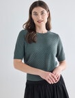 Whistle Cotton Pointelle Crew Knit Top, Kale product photo View 04 S