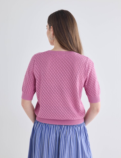 Whistle Cotton Pointelle Crew Knit Top, Orchid product photo View 02 L