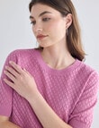 Whistle Cotton Pointelle Crew Knit Top, Orchid product photo View 04 S