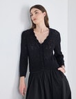 Whistle Crochet Knit Cardigan Black product photo