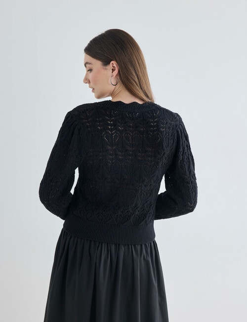 Whistle Crochet Knit Cardigan Black product photo View 02 L