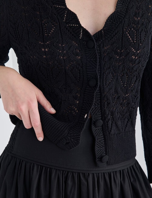 Whistle Crochet Knit Cardigan Black product photo View 05 L