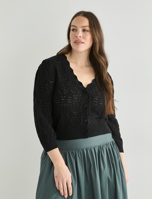 Whistle Crochet Knit Cardigan Black product photo View 13 L