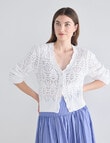 Whistle Crochet Knit Cardigan Ivory product photo