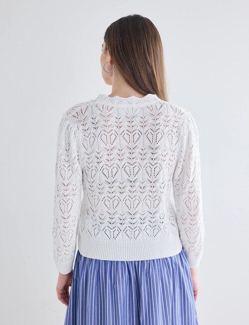 Whistle Crochet Knit Cardigan Ivory product photo View 02 L