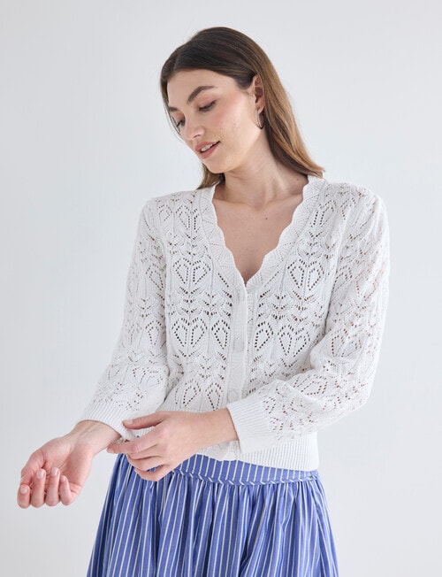 Whistle Crochet Knit Cardigan Ivory product photo View 04 L