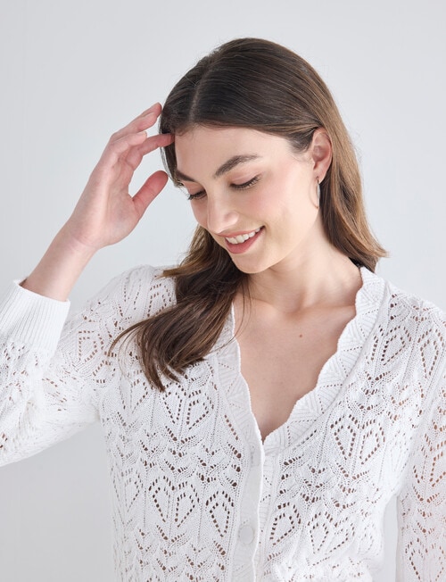 Whistle Crochet Knit Cardigan Ivory product photo View 05 L